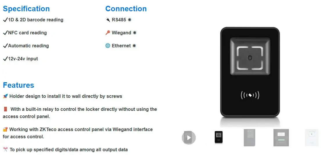 Wiegand Barcode Scanner & NFC reader And Access Control Solution